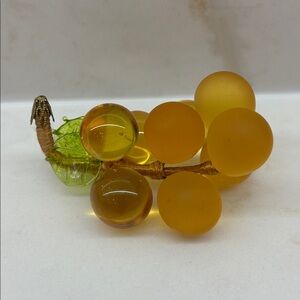 Vintage Handmade Murano Glass Glass Cluster of Yellow Grapes Italy